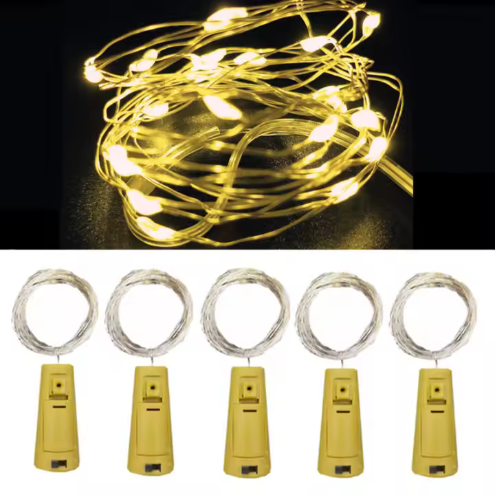 Cinta De Luces LED Para Botella De Vino 5pcs Decoración Navideña De Guirnalda De Luces Eléctricas Faeirys En Hilo De Cobre - 1