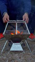 CAMPINGMOON MT-3-ST Set De Barbacoa Al Aire Libre Collapsible De Acero Inoxidable Portátil Para Camping Con Deflector De Viento No Incluido - details 12