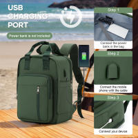 Mochila De Viaje Impermeable Y Ligera Para Mujer Con Carga USB Capacidad Grande Bolsa De Hombro Con Computadora Portátil Interfaz - details 3