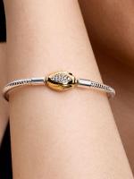Pandora - Pulsera with Cierres de serpiente y Cadena-Plata de Ley, Baño de Oro de 14K - details 1