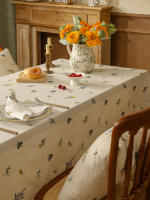 Mantel De Lino Rectangular Texturizado Con Flores Resistente a Manchas Y Caída Ligero Para Cocina Uso En Fiesta Banquete Hotel - details 4