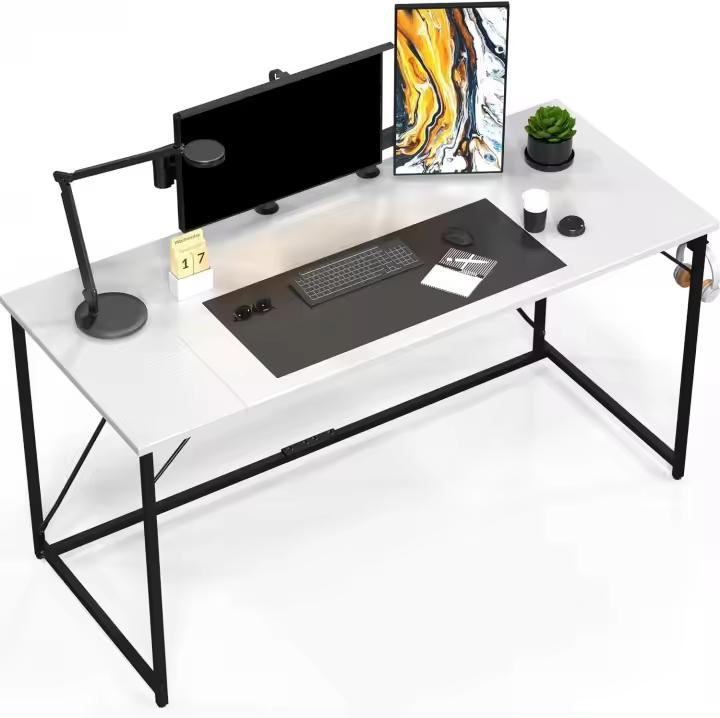 Escritorio pequeño para Ordenador, 100 x 50 x 73 cm Escritorio, Mesa de Oficina en casa, Escritorio para Ordenador portátil, Mesa de Diseño Industrial Blanco - 1