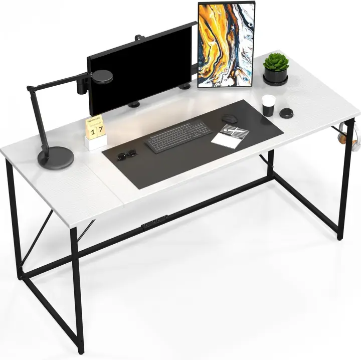 Escritorio pequeño para Ordenador, 100 x 50 x 73 cm Escritorio, Mesa de Oficina en casa, Escritorio para Ordenador portátil, Mesa de Diseño Industrial Blanco - 1