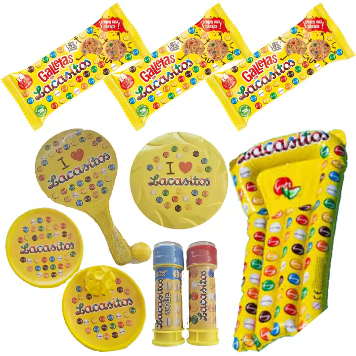 Pack vacaciones Lacasitos:3 galletas 48g,palas con ventosa y con pelota , pompero,frisbee y colchoneta - 1