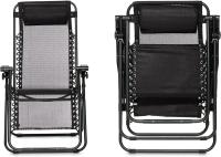 2 Tumbonas Plegables de Exterior para Jardín, Playa, Piscina y Terraza - Sillas Gravedad Zero, Inclinables, de Acero INOX Ligero, Tejido Oxford con Reposacabezas (Negro, Pack 2) - details 2