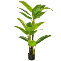 HOMCOM Bananera Artificial 150 cm Platanera Artificial con Maceta y 18 Hojas Planta Artificial para Decoración de Hogar Terraza Jardín Salón Oficina Verde - details 0