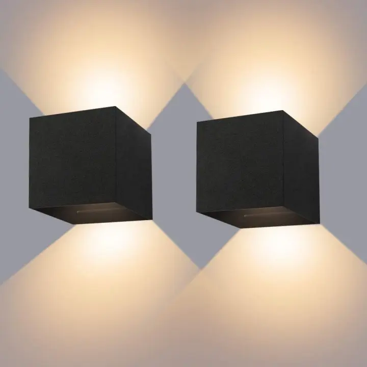 Luz de Pared Interior/exterior 12W - Paquete 2 Lámparas LED Negras - 1