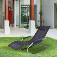 Outsunny Tumbona Mecedora de Jardín con Reposacabezas Reposabrazos Sillón Silla de Exterior Tejido Transpirable y Metal para Playa Patio Terraza 63x144x84 cm - details 1