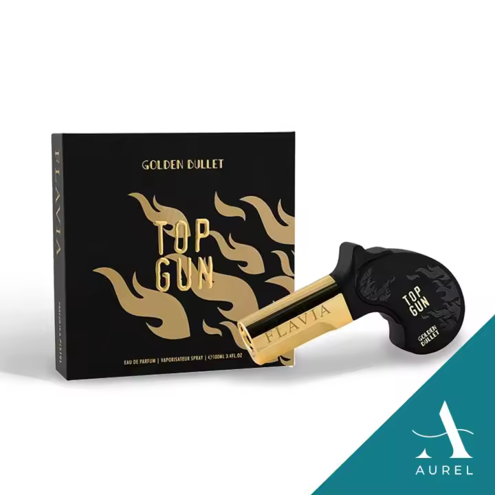 Perfume árabe de hombre FLAVIA Top Gun Gold Bullet  100ml,Fragancia masculina amaderada, lujosa, original,  Colonia de hombre novedad - 1