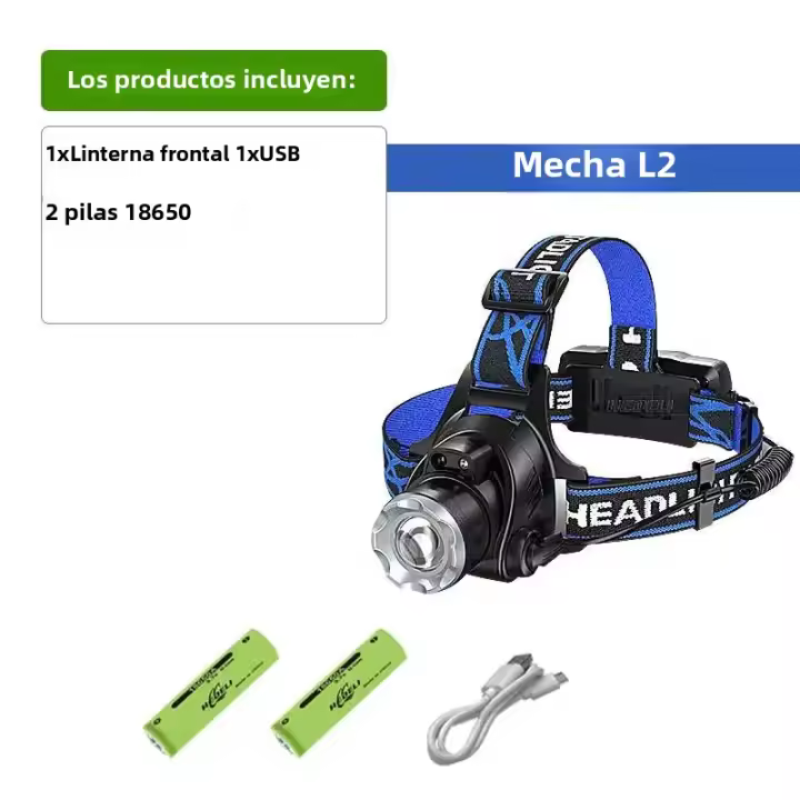 Linterna Frontal Recargable 1000000LM Con Sensor LED 800W Luz De Escenario De Longa Gama Para Pesca Y Camping - 1
