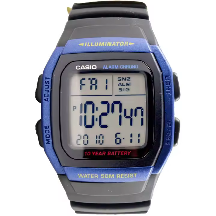 reloj hombre digital Casio W-96H-2AV alarma múltiple 10 años batería cronómetro 50m water resist - 1