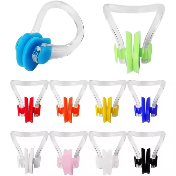 10 pinzas nasales de silicona impermeables para niños, para entrenamiento de Natacion, para niños y adultos, principios. - 1