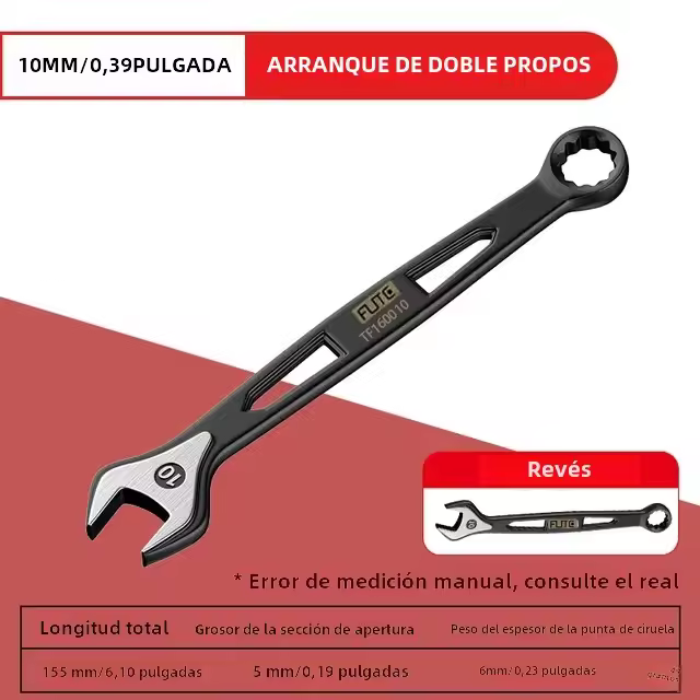Llave De Mano Negra Forjada De Acero De Vanadio Cromo Con Mango Hueco Y Apertura Extendida Herramienta De Reparación Para El Hogar - 1