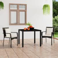 vidaXL Sillas de jardín con cojines 2 unidades ratán sintético en color Negro/Gris | cómodas modernas ergonómicas para comedor cocina salón hogar - details 0