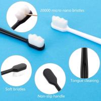 Micro-Nano Cuchillo de dientes manual with 20000 Cerdas para encías frágiles adultos y niños (Negro + Blanco) - details 3