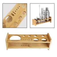 Juego De Bartender Para Cocteles Con Soporte De Madera Portátil Y Estable Para Fiesta Boda Casa Bar Principiantes Herramienta Organizador De Almacenamiento De Barra - details 4