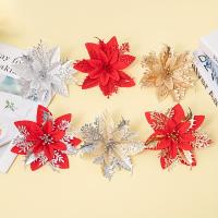 10pcs Decoración De Navidad De Polvo Dorado Flor Simulada Decoración De Árbol De Navidad Flores De Estilo Cabeza De Flor Material Plástico - details 3
