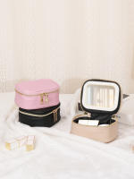 Bolso De Maquillaje Con Espejo LED Ajustable 3 Colores Recargable Caja De Joyas Organizador Con Espejo LED Para Regalo De Navidad - details 1