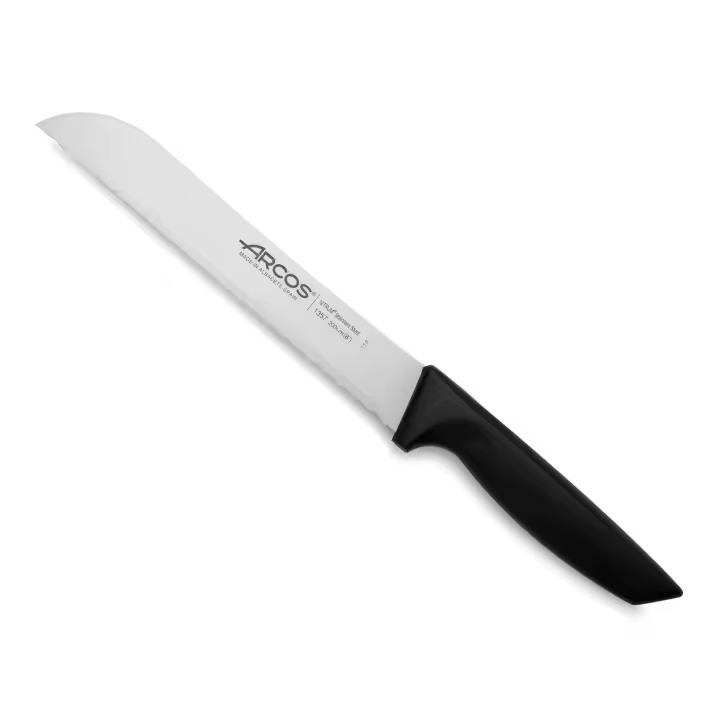 Arcos Serie Niza - Cuchillo Panero - Hoja serrada de 200 mm - Mango Color Negro - 1