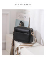 Bolso De Hombro Para Mujer En Cuero Sólido Con Correa Ancha De Tela Bolso Cruzado De Moda Con Cierre De Cremallera Bolsa De Mano Versátil - details 6