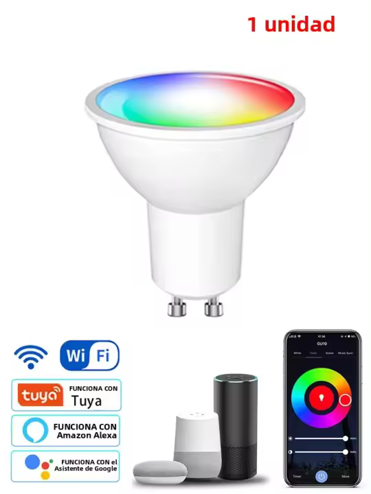 Bombilla LED GU10 Inteligente Con WiFi Tuya Control Remoto Por Alexa Y Google Home 5W 7W 9W Dimmer Timer Función Spot Luz Para Sala De Estar - 1