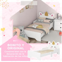 ZONEKIZ Cama para Niños de 3-6 Años 143x74x67 cm Cama Infantil de Madera en Forma de Unicornio Mueble de Dormitorio Moderno Carga 80 kg Blanco - details 3