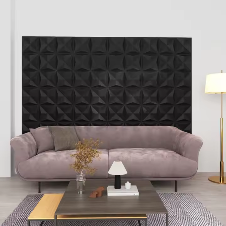 vidaXL Paneles de pared 3D 12 unidades negro origami 3 m² 50x50 cm - 1