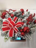 Corona Navideña Roja Con Ornamentos Para Puerta Ventana Y Escritorio Decoración Exterior E Interior De Navidad Para Puerta - details 8