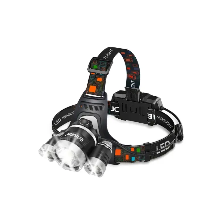 Linterna Frontal LED Recargable USB | 1500 Lúmenes, 4 Modos de Luz, Alcance 200m | Ideal para Senderismo, Montaña, Caza, Camping y Exploración Nocturna, Resistencia al agua | Batería hasta más de 3 horas - Extrahouse - 1