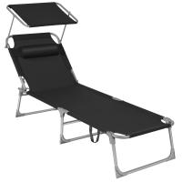 Tumbona Plegable con Parasol y Respaldo Reclinable, Ideal para Jardín, Piscina y Terraza, 193x53x29 cm, Capacidad de 150 kg - details 8