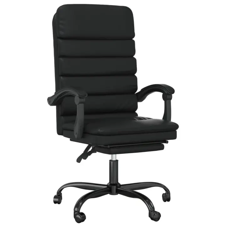 Silla de oficina reclinable masaje cuero sintético Negro - 1