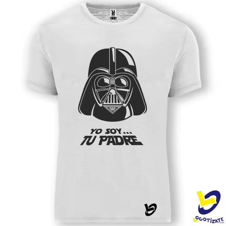 LOGOTIZATE - CAMISETA DARTH VADER - Diseño único con el popular personaje de la saga Star Wars  - Manga corta - Unisex - Estilo vigore en tallas de adulto - Tallas adulto y niño - 100% algodón - color blanco - regalo ideal para el día del padre - 1