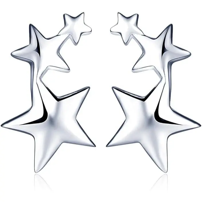 Pendientes Estrellas Pequeñas de Plata de Ley   para Mujer y Niña，Idea Regalo para Mujer Chicas， para Mujeres Chicas - 1