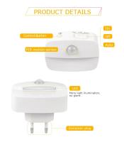 Luz Nocturna Con Sensor De Movimiento Y Sensor De Atardecer a Día Mini LED Luz Nocturna Ajustable De Brillo Para Baño Pasillo - details 2