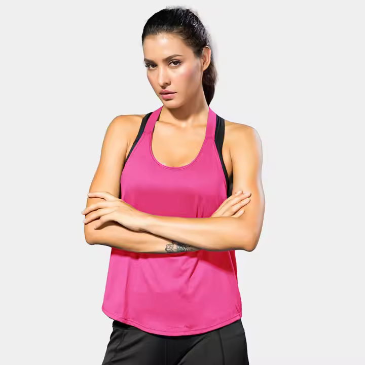 Top De Gimnasio Para Mujer En Color Negro Sin Mangas Yoga Fitness Running Deporte Con Letras Espalda Descubierta Camiseta Transpirable Y De Secado Rápido - 1