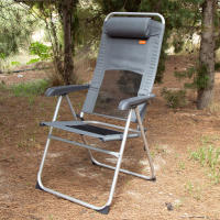 Aktive - Silla plegable, 48x63x114 cm, color gris, 6 posiciones, topes antideslizantes, cojín acolchado, respaldo alto, tejido poliéster de rejilla, peso soportado 110 kg, sillas de playa plegables, sillas plegables terraza, silla plegable jardín - details 6