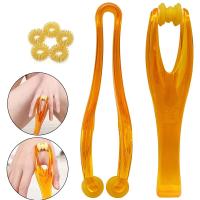Masajeador De Mano 1Pc Rollador De Masaje Para Aliviar La Fatiga De Los Dedos Y Mejorar La Circulación Súper Masajeador De Acupuntura Portátil De ABS Color Ámbar - details 0