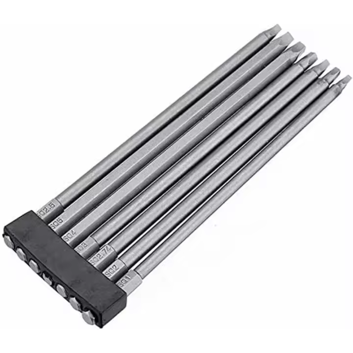 Juego de puntas de destornillador cuadradas magnéticas largas con vástago hexagonal de 1/4 ", herramientas eléctricas, 150 mm de longitud, 7 piezas de girasol - 1