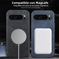 Funda De Teléfono Retro Textura De Cuero PU Magnética Para Google Pixel 10 9 a pro XL 5G TPU Suave Antichoque Con Lámina De Carga Magnética - details 3