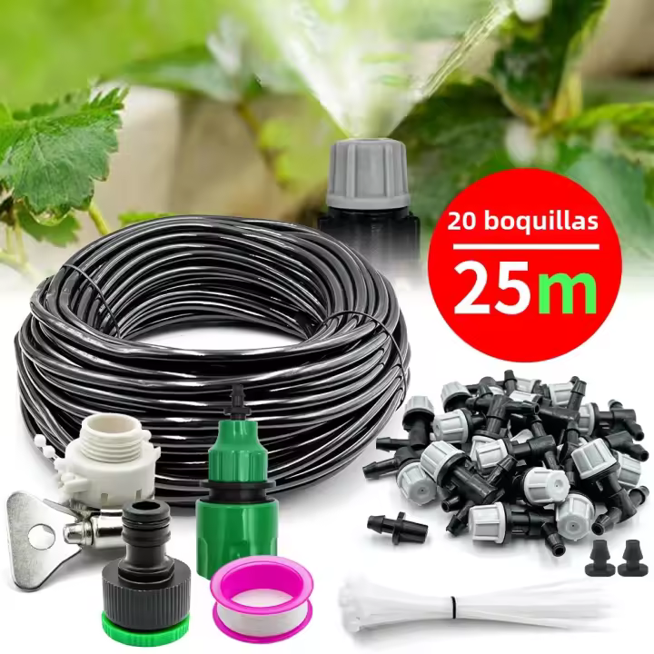 Sistema De Enfriamiento Por Neblinación Al Aire Libre Con Rojellador De Agua Para Plantas Juego De Boquillas De Neblinización De Plástico Para Riego - 1
