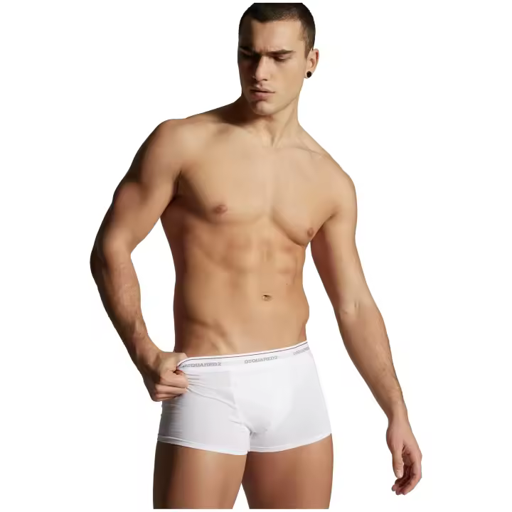 Pack 3 Bóxer DSQUARED2 de Algodón con Vivo en Cintura Color Blanco - 1