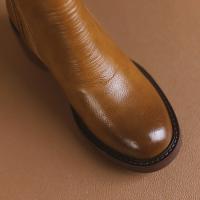 Botas Cortas De Cuero Para Mujer Otoño Invierno Con Tacón Chunky Cierre De Cremallera Botas De Tobillo Plataforma Modernas Talla Grande Confort Transpirables - details 22