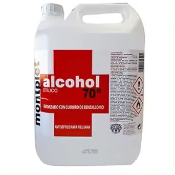 Alcohol etilico antiseptico con benzalconio 70° MONTPLET Envase 5 Litros. Etanol.Producto registrado.… - 1