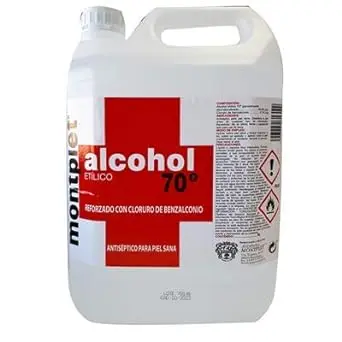 Alcohol etilico antiseptico con benzalconio 70° MONTPLET Envase 5 Litros. Etanol.Producto registrado.… - 1