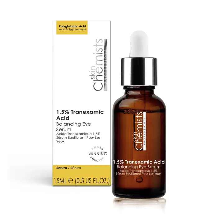skinChemists Sérum Iluminador de Ojos con Ácido Tranexámico al 1,5% – Corrección de Ojeras y Tono Uniforme (15ml) - 1