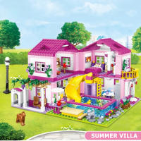 Bloques De Construcción Friends City Sets Villa De Verano Castillo Con Piscina Para Niñas Juguete Educativo Decorativo Para Niños - details 0