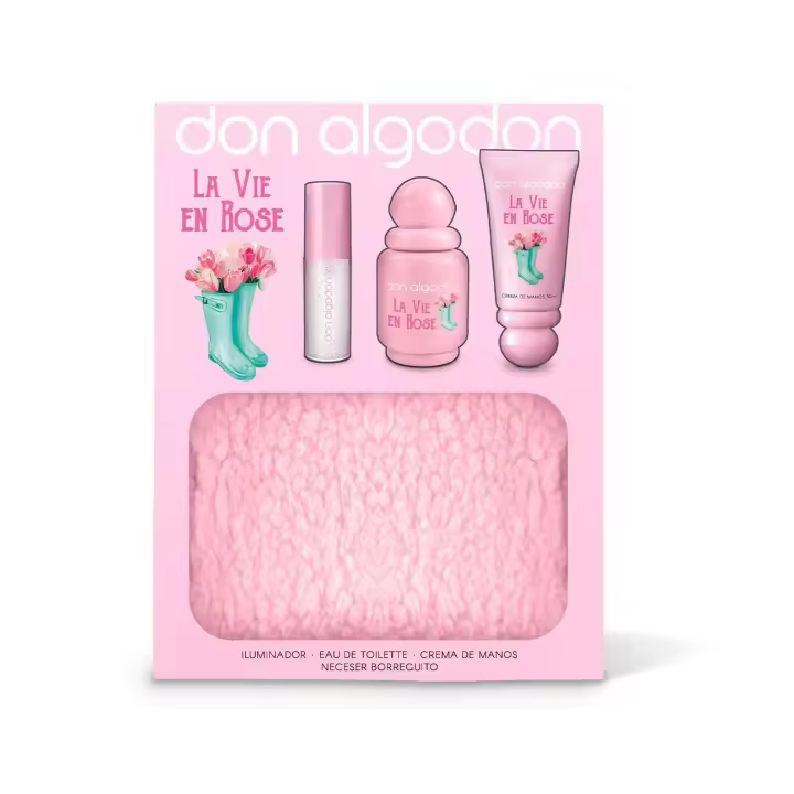 Don Algodon La Vie En Rose Colonia+ Iluminador + Crema manos+ Neceser - 1