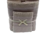 Juego de Toallas de Lujo con Puntilla de Crochet Beige - 100% Algodón Portugués, 500 g/m² - Set de 3 Toallas Absorbentes y Elegantes para Decorar tu Baño - Marca: Mommata - details 3