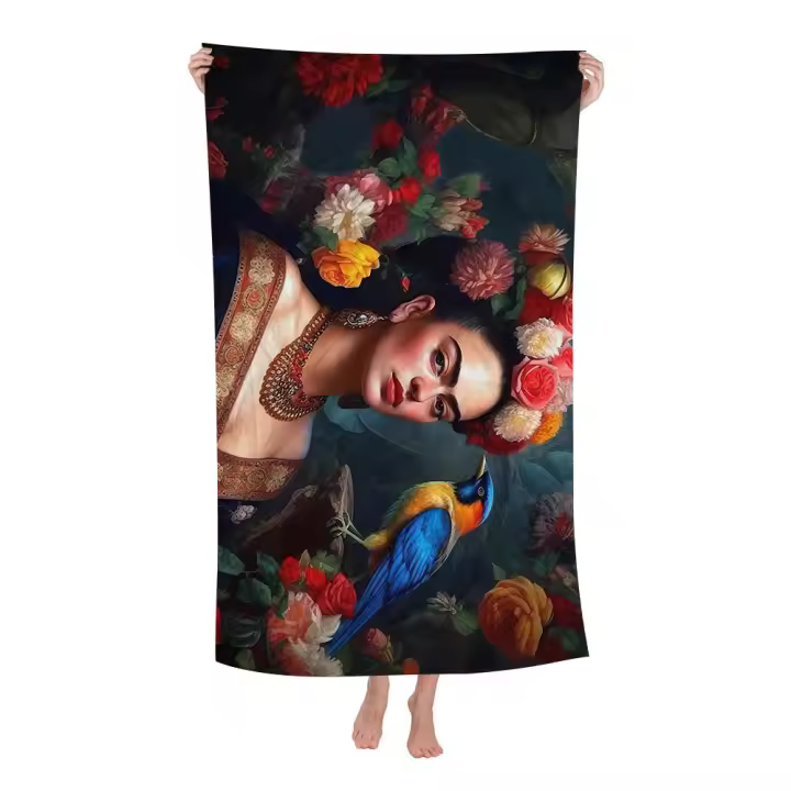 Toalla De Baño Kawaii De Arte De Frida Kahlo Para Niñas Toalla De Playa Cartoon Absorbente Y Secado Rápido Tamaño 30x60 Cm - 1