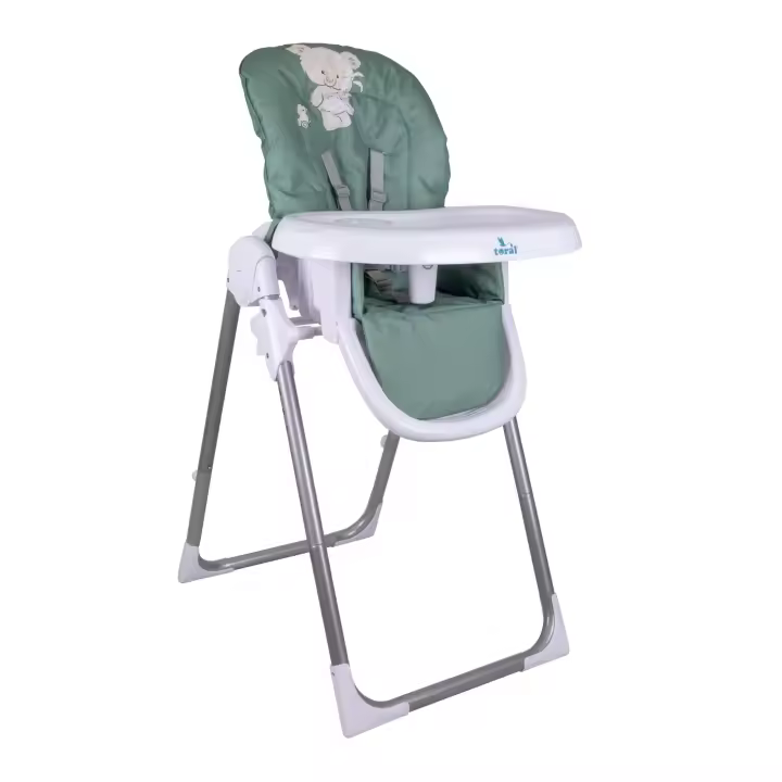 TORAL Trona Bebe Evolutiva - Plegable, Reclinable y Segura - Trona Bebe con Altura Ajustable - Bandeja Extraíble y Fácil de Limpiar - Trona Portatil Bebe Modelo Osito Color Verde - 1